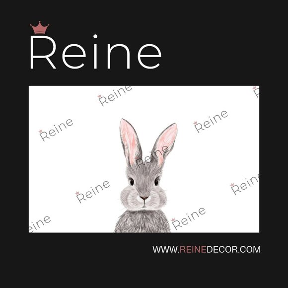 Grey Bunny Rabbit Kids Room Wallpaper | Adorable Animal Wallpaper - Picture 5 of 9
